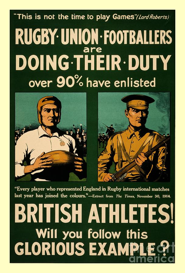 British rugby football players call for duty poster Digital Art by Heidi De Leeuw