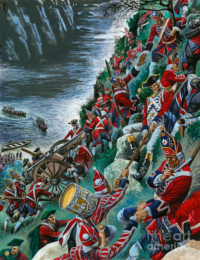 British soldiers make the arduous ascent of the Heights of Abraham to take Quebec Painting by Peter Jackson