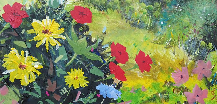 British wild flowers in hedgerow Mixed Media by Mike Jory