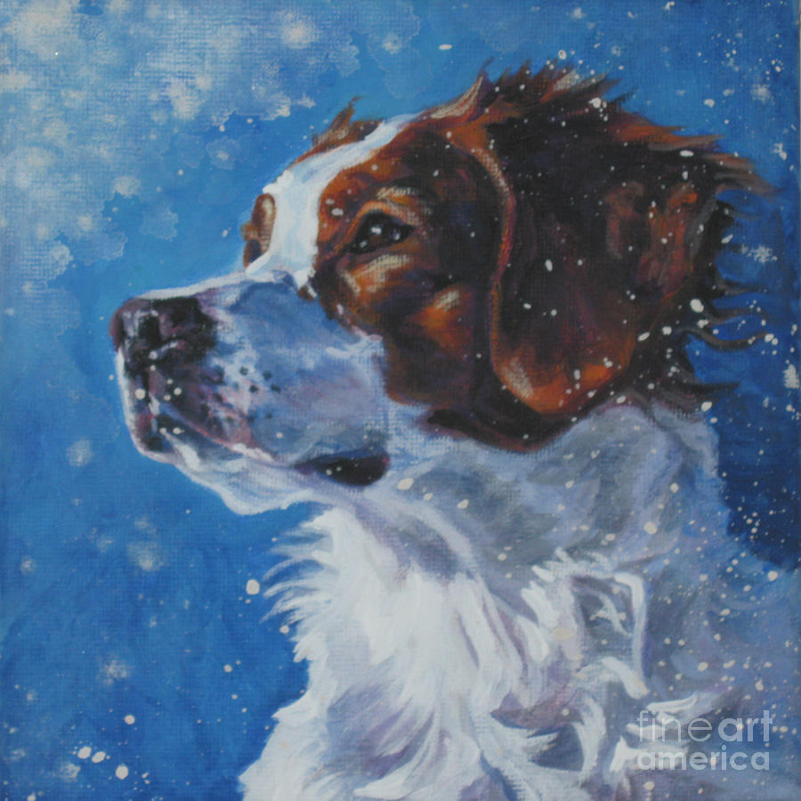 Brittany Spaniel Head Study Painting by Lee Ann Shepard