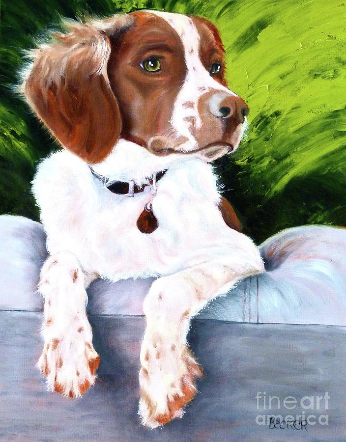 Brittany Spaniel Painting by Susan A Becker