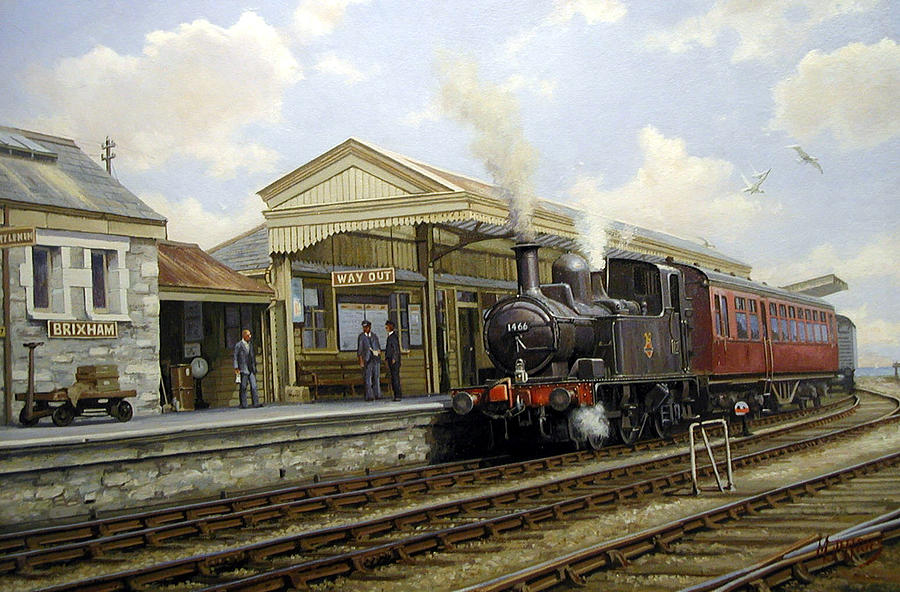 Brixham station 1950. Painting by Mike Jeffries
