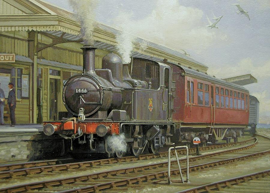 Brixham station 1950s. Painting by Mike Jeffries