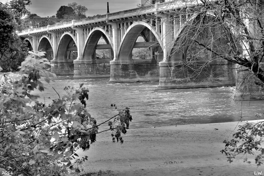 Gervais Street Bridge Black And White Photograph by Lisa Wooten
