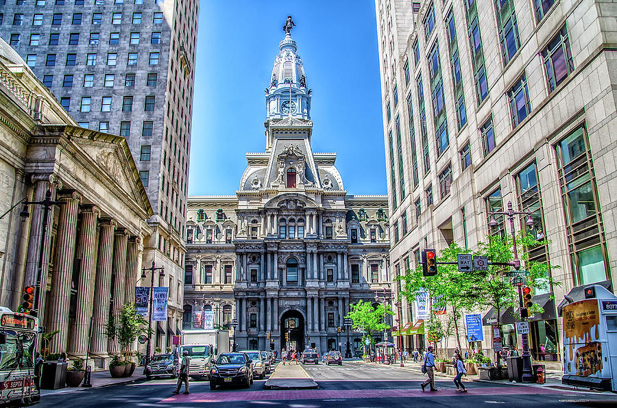 Broad Street - City Hall - Mid Day Photograph by Bill Cannon