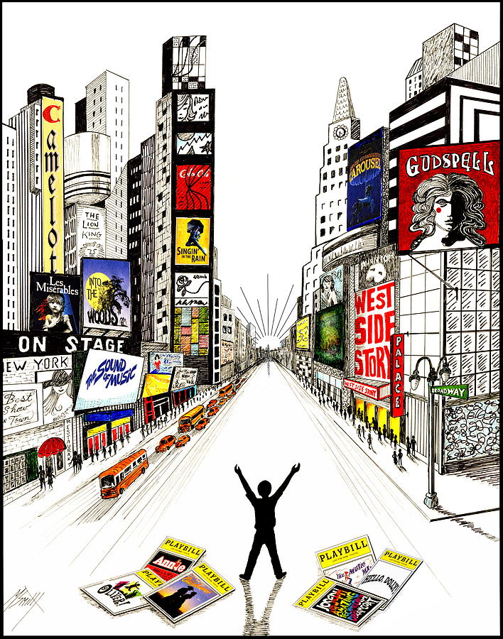 New York City Drawing - Broadway Dreamin by Marilyn Smith