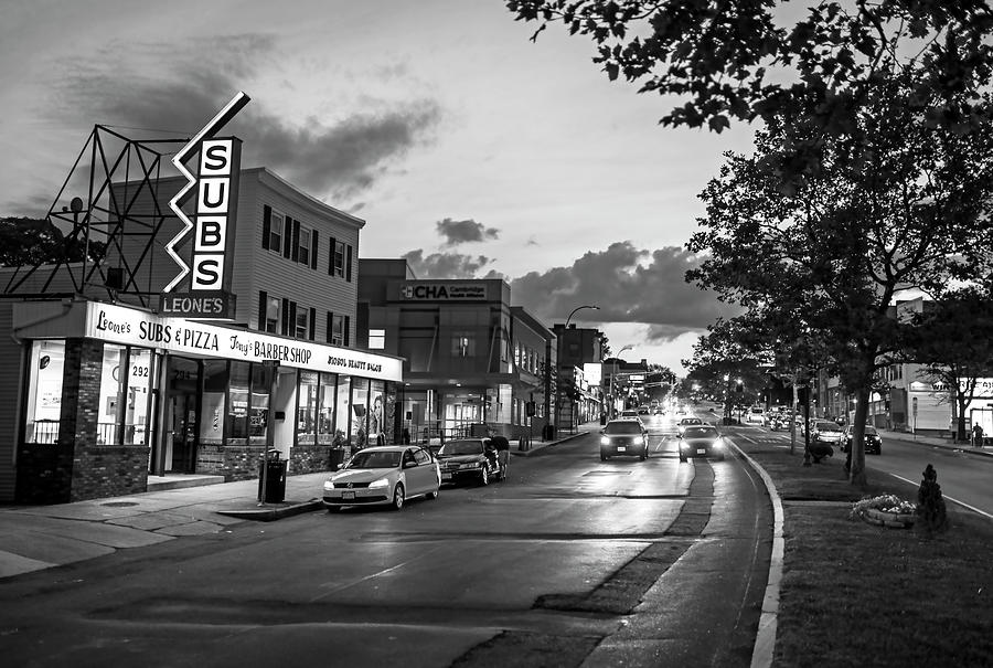 Broadway in Somerville MA at Sunset Black and White Photograph by Toby McGuire