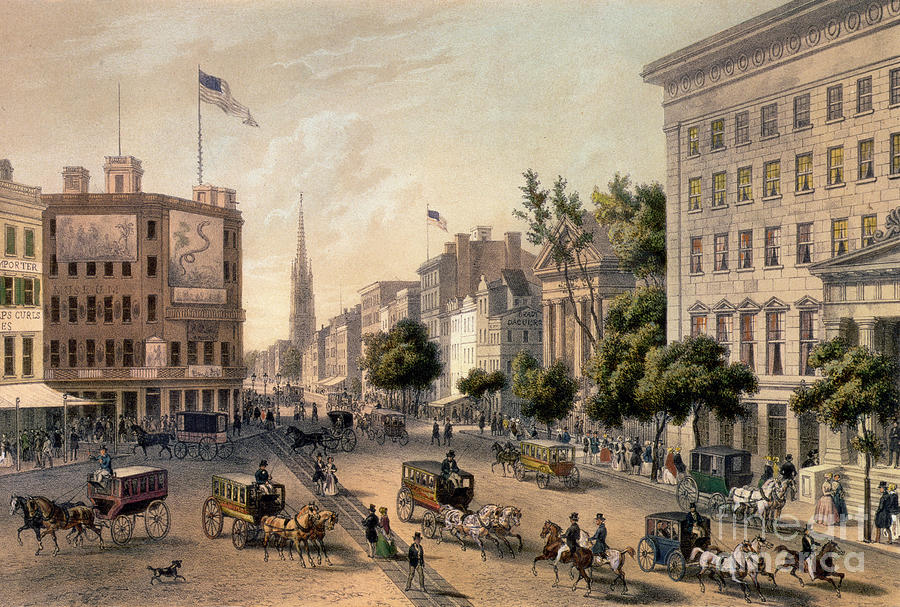 Broadway in the Nineteenth Century Painting by Augustus Kollner