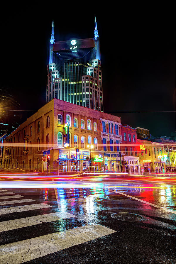 Nashville Skyline Photograph - Broadway Lights - Nashville Tennessee Skyline by Gregory Ballos