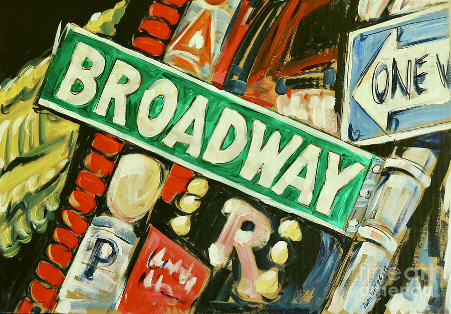 Broadway Street Sign Painting by Alan Metzger