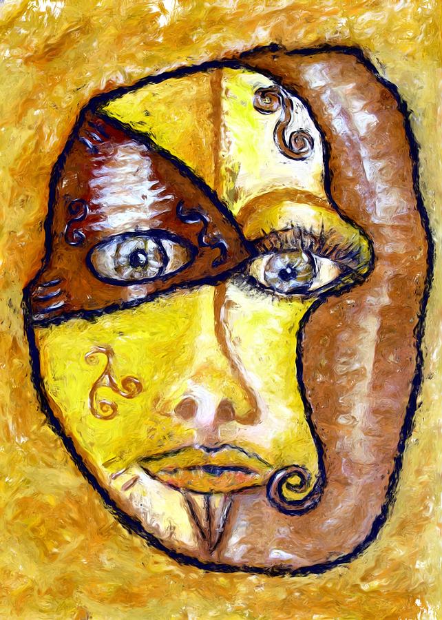 Abstract Painting - Broken - a mask by Shelley Bain