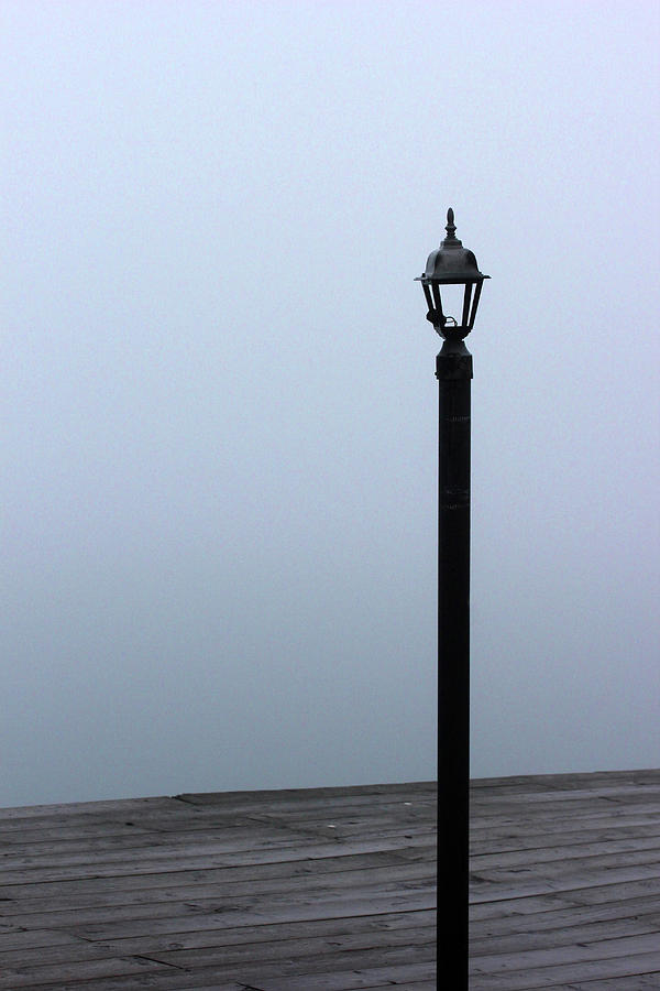 Broken Dock Light in Fog Photograph by Mary Bedy
