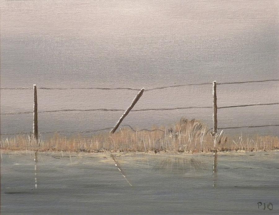 Landscape Painting - Broken Fence by Philip Oaten