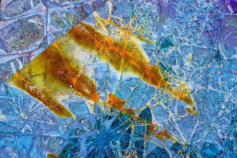 Broken glass abstract art blue and orange Photograph by Matthias Hauser