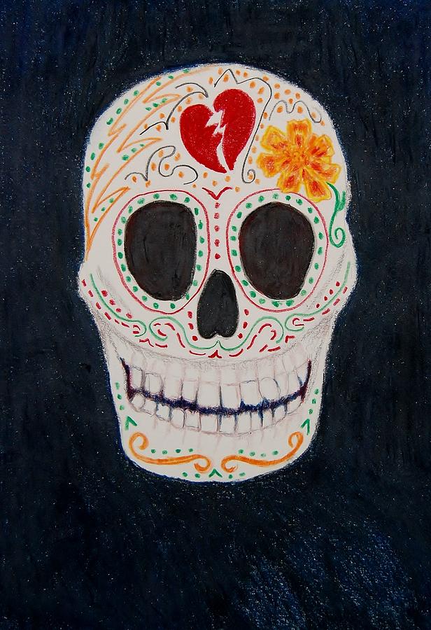 Skull Mixed Media - Broken Heart by Charla Van Vlack