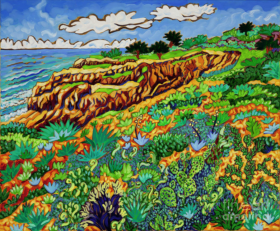 Broken Hills Trail Torrey Pines Painting by Cathy Carey