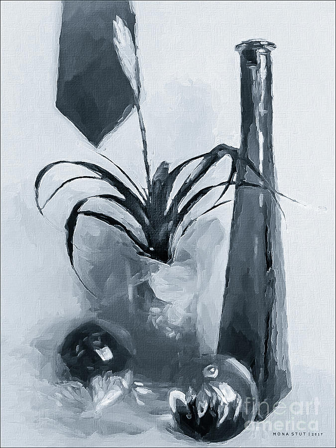 Bromeliad In Shades Of Green BW Mixed Media by Mona Stut