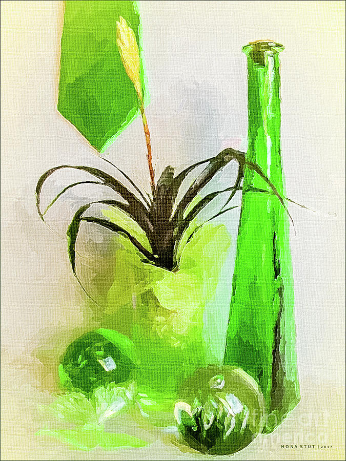 Bromeliad In Shades Of Green Mixed Media by Mona Stut