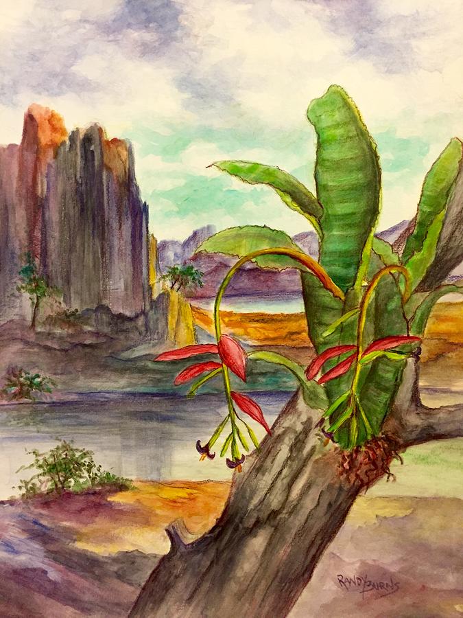 Bromeliad Landscape Painting by Rand Burns