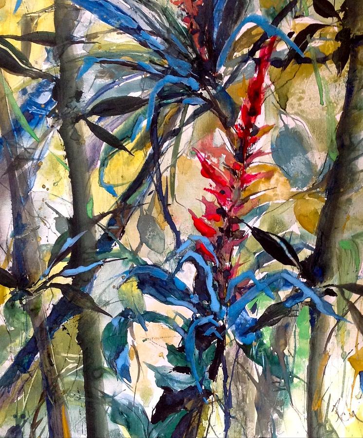 Bromeliads and Bamboo Painting by Robin Miller-Bookhout