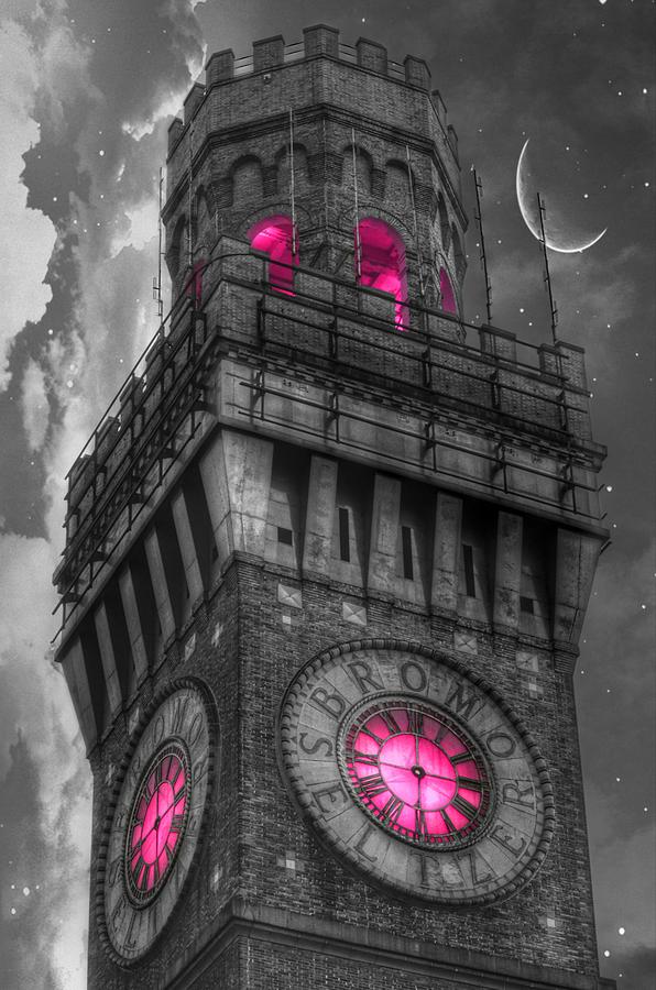 Bromo Seltzer Tower Baltimore - Pink Clock Photograph by Marianna Mills