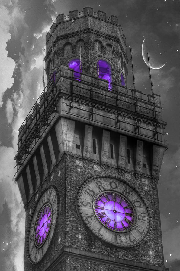 Bromo Seltzer Tower Baltimore - Purple Clock Photograph by Marianna Mills