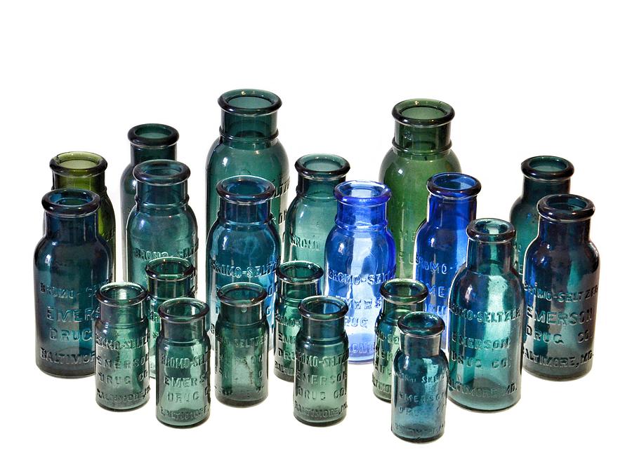Bromo Seltzer Vintage Glass Bottles Collection Photograph by Marianna Mills