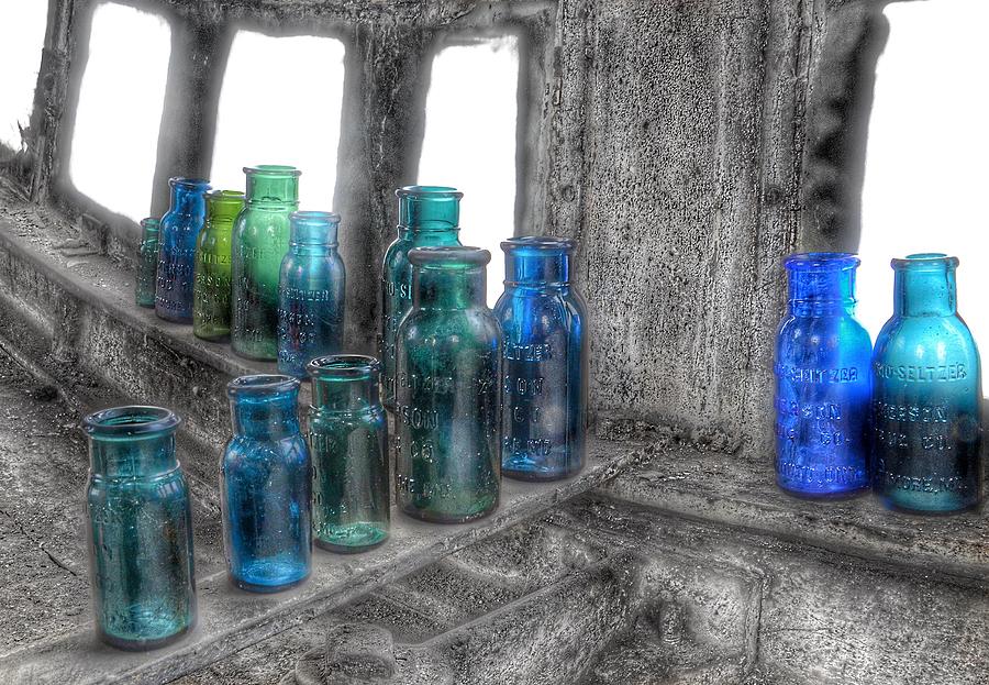 Bromo Seltzer Vintage Glass Bottles Photograph