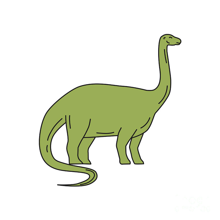 Dinosaur Digital Art - Brontosaurus Mono Line by Aloysius Patrimonio