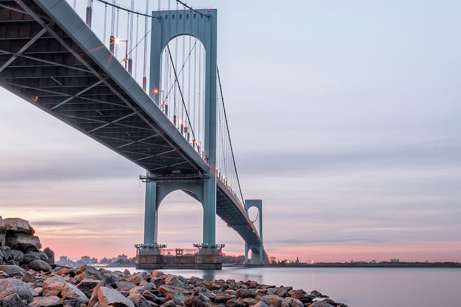New York City Photograph - Bronx Whitestone Bridge at sunset by Tat Fung