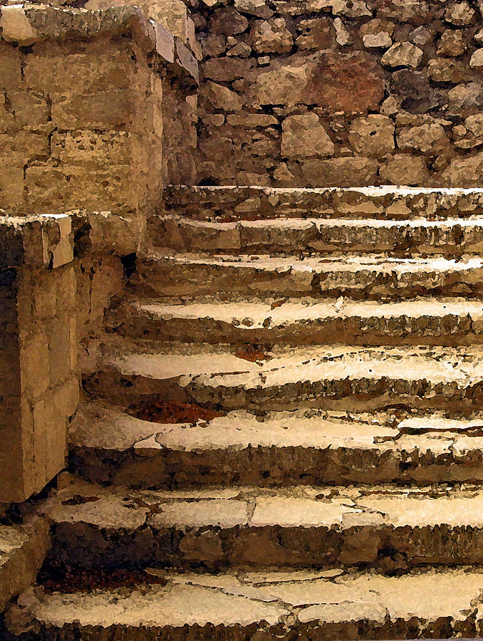 Greek Photograph - Bronze Age Stairs, Knossos, Crete by Jean Hall