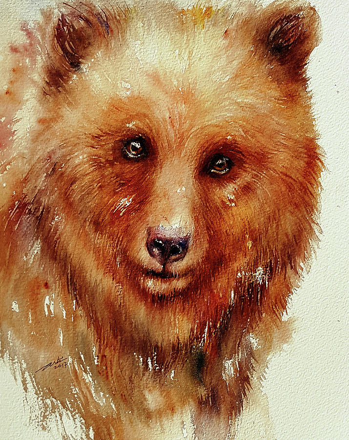 Bronze Bear Painting by Arti Chauhan