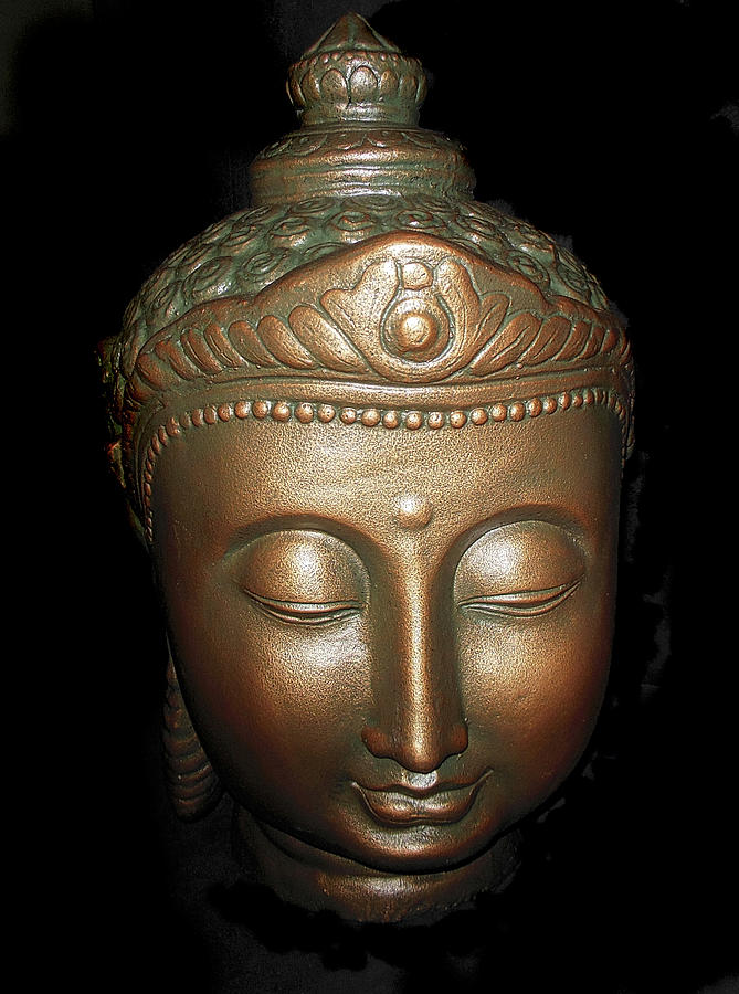 Bronze Buddha Head Photograph by Joan Reese