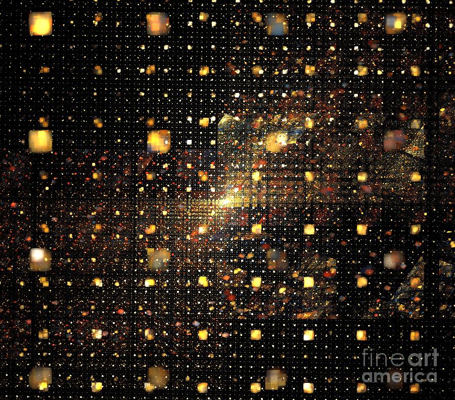 Abstract Digital Art - Bronze Cube Galaxy by Kim Sy Ok
