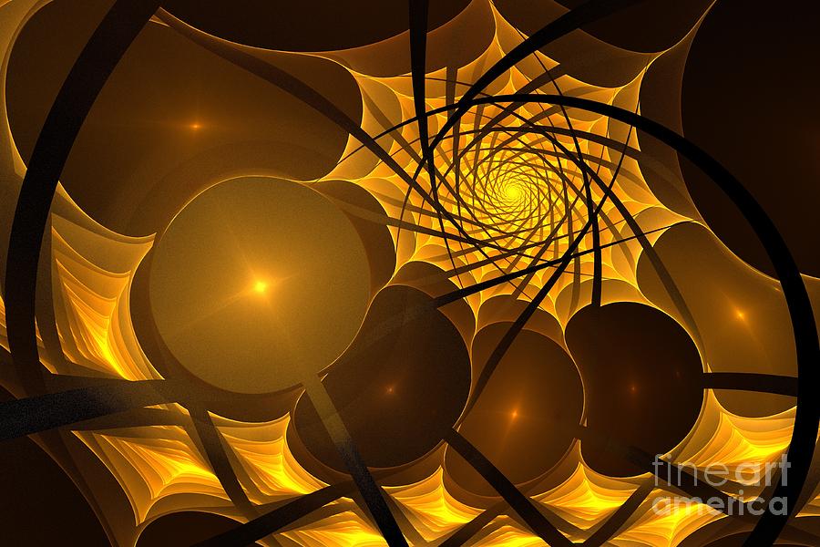 Abstract Digital Art - Bronze Gold Web by Kim Sy Ok