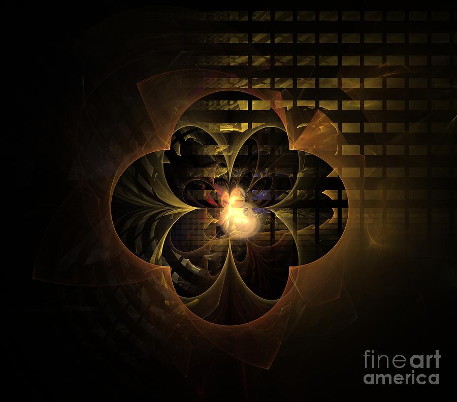 Abstract Digital Art - Bronze Heart by Kim Sy Ok