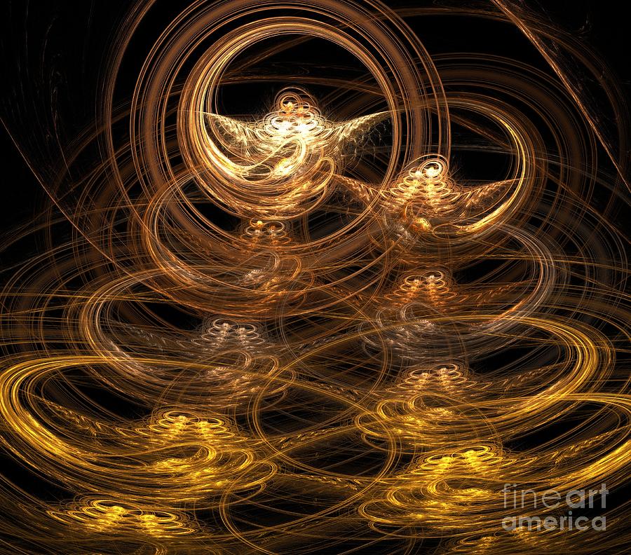 Abstract Digital Art - Bronze Lamps by Kim Sy Ok