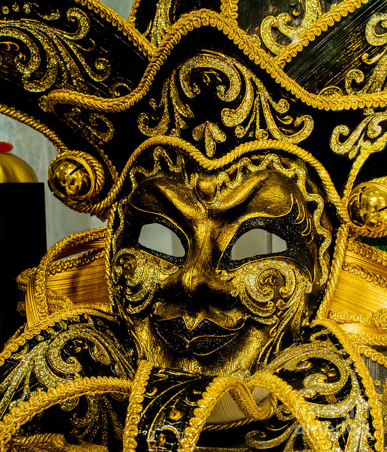 Black And Gold Mardi Gras Mask Photograph by Frances Ann Hattier