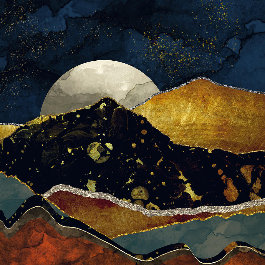 Mountain Digital Art - Bronze Night by Spacefrog Designs