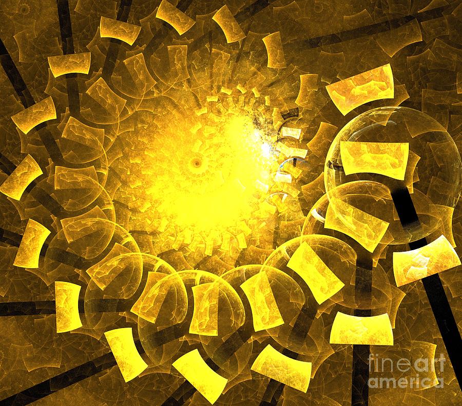 Abstract Digital Art - Bronze Sun Spiral by Kim Sy Ok