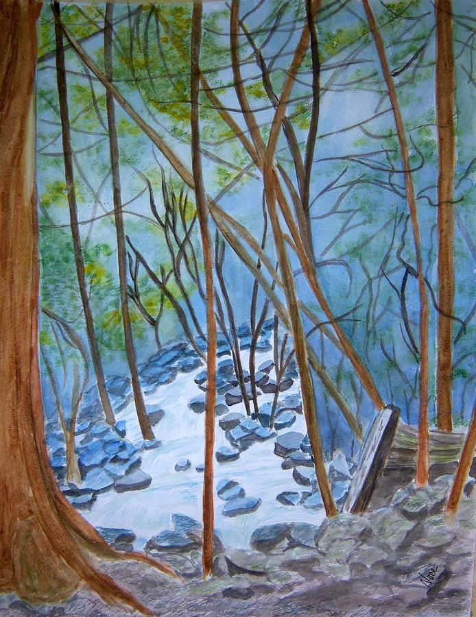 Yosemite National Park Painting - Brook in the Woods - Yosemite by Nancy Nuce