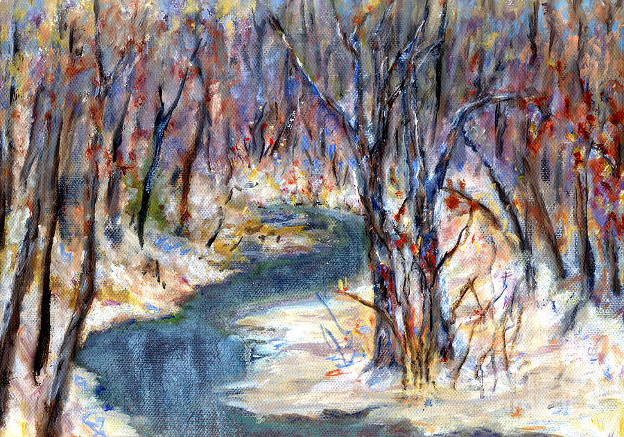 Brook in Winter Painting by Pamela Parsons