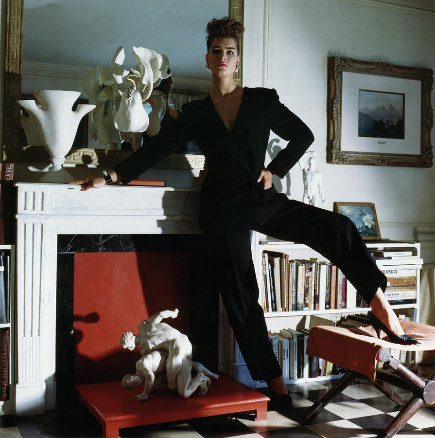 Brooke Shields Wearing Black Jump Suit Photograph by Horst P Horst