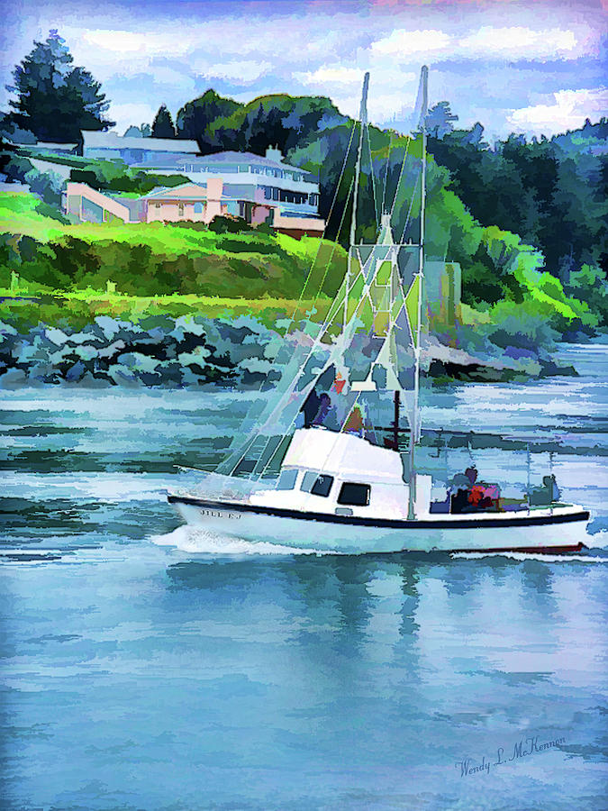 Brookings Boat Oil Painting Photograph by Wendy McKennon