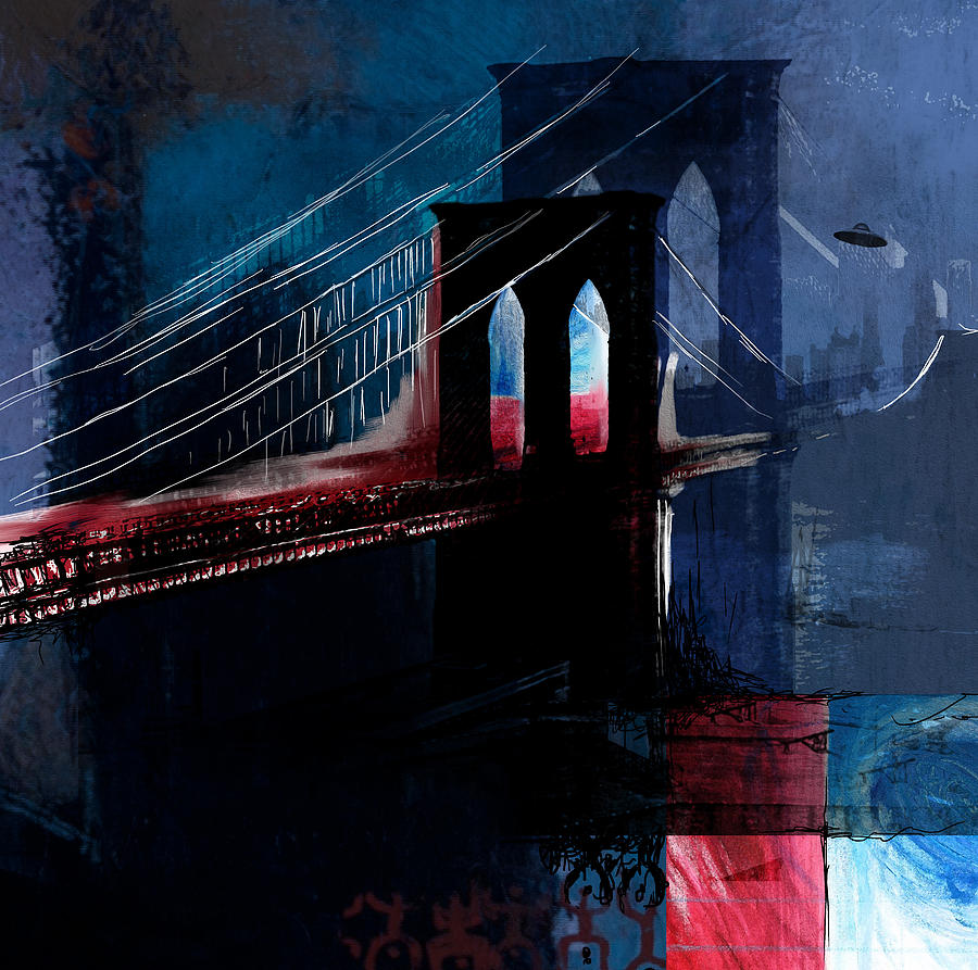New York Skyline Painting - Brooklyn 199 4 by Mawra Tahreem New York Skyline Painting - Brooklyn 199 4 by Mawra Tahreem