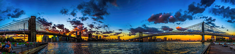 Brooklyn and Manhattan Bridges at Sunset Photograph by Nick Zelinsky Jr
