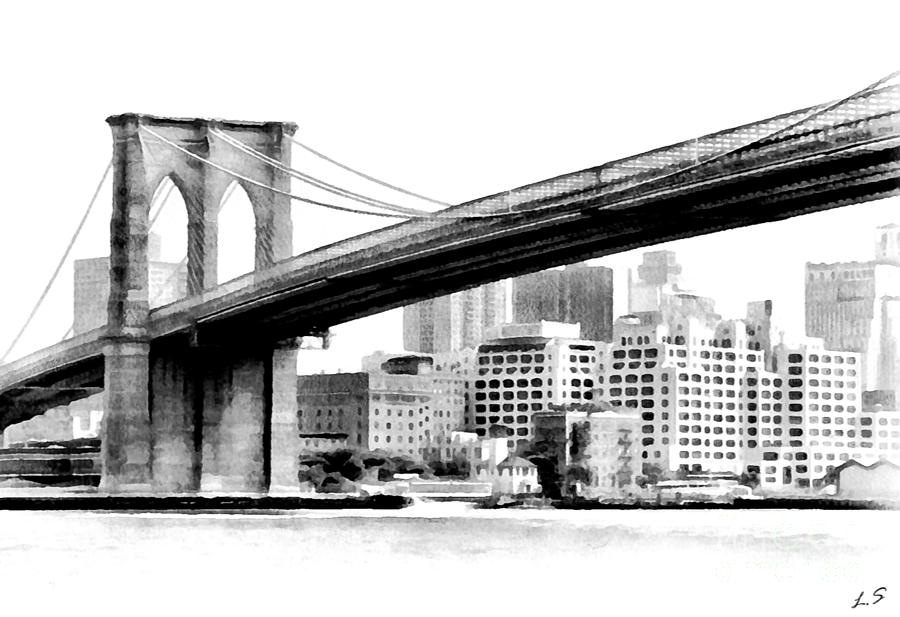 Brooklyn Bridge - 01 Drawing by Sergey Lukashin | Fine Art America