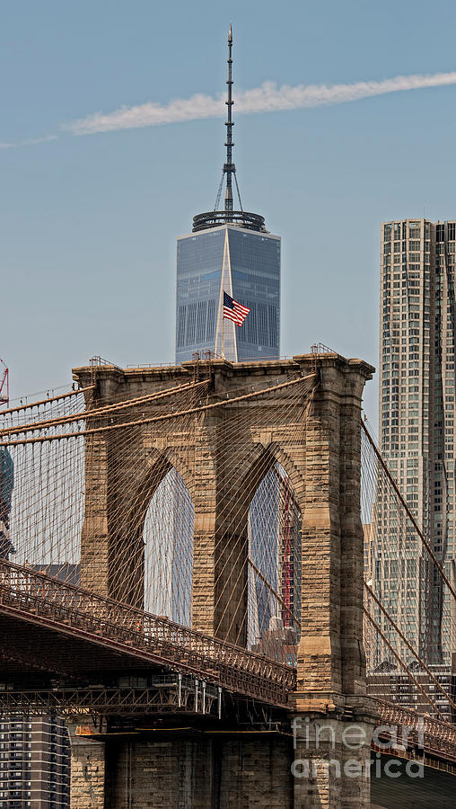 Brooklyn Bridge and One World Trade Center in New York City  Photograph by David Oppenheimer