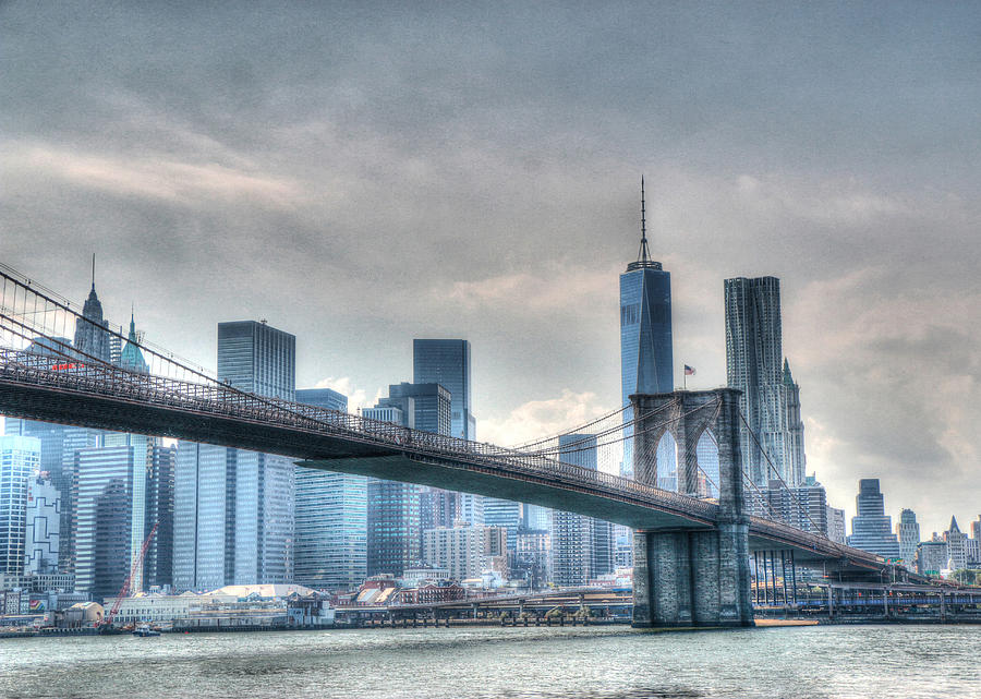 Brooklyn Bridge and the Lower Manhattan Financial District Photograph by Allen Beatty