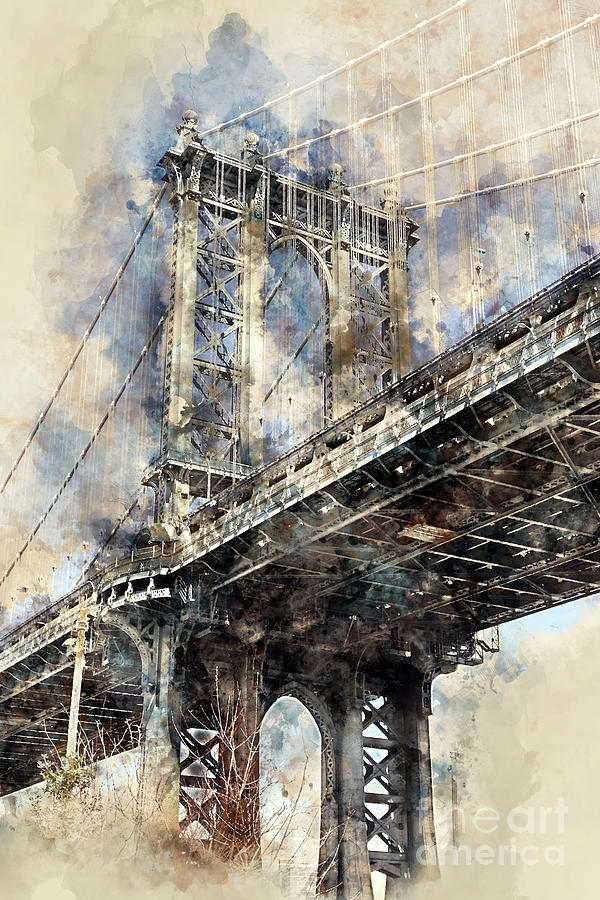Brooklyn Bridge Digital Art by Ann Garrett